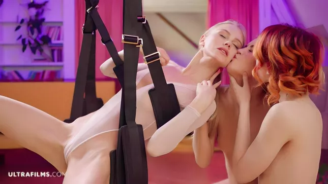 Three Babes Experience A Sex Swing In Action